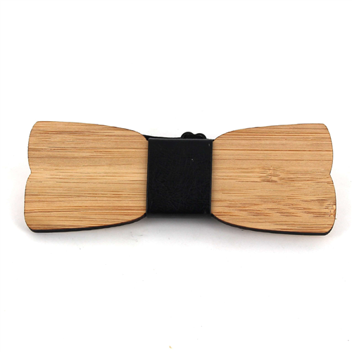 Bamboo Wood and Leather Bow Tie