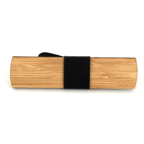 Bamboo Wood and Leather Bow Tie
