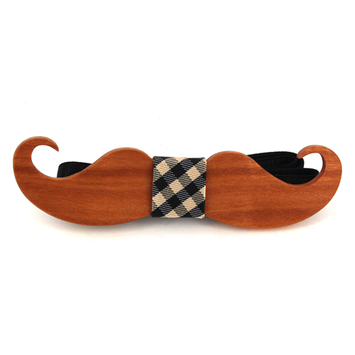 Mustache Wooden Bow Tie