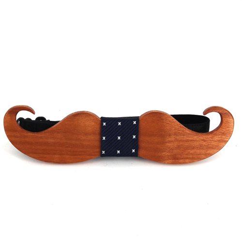 Mustache Wooden Bow Tie