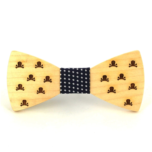 Skull Wooden Bow Tie