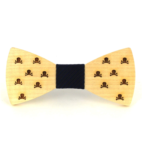 Skull Wooden Bow Tie