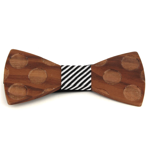 Wooden Bow Tie with Circles