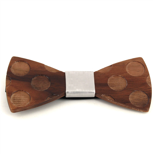 Wooden Bow Tie with Circles