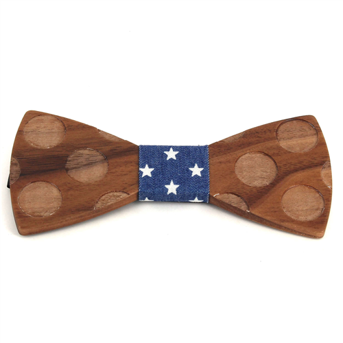 Wooden Bow Tie with Circles