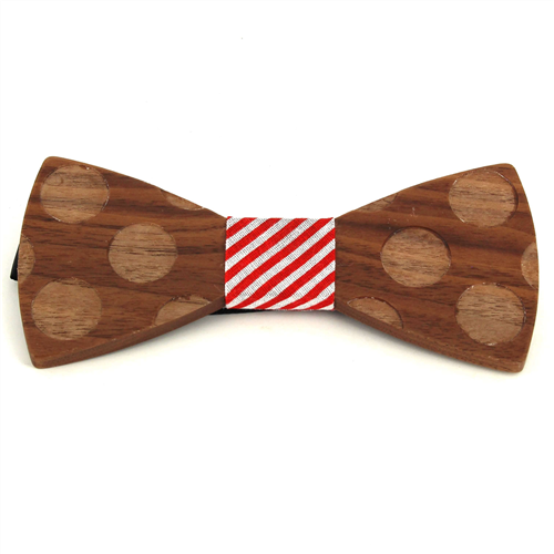 Wooden Bow Tie with Circles