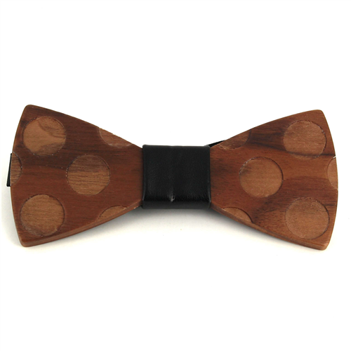 Wooden Bow Tie with Circles