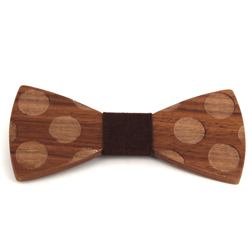 Wooden Bow Tie with Circles