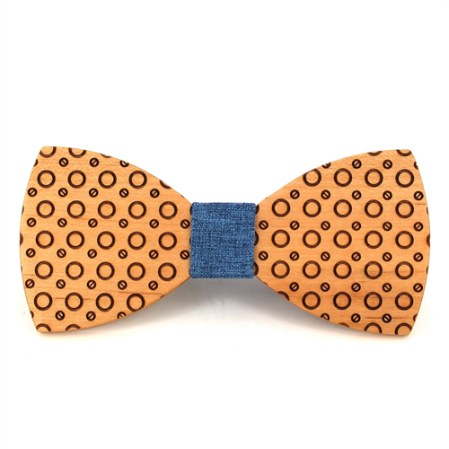 Wooden Bow Tie with Circles