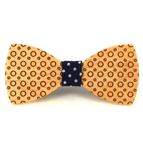 Wooden Bow Tie with Circles