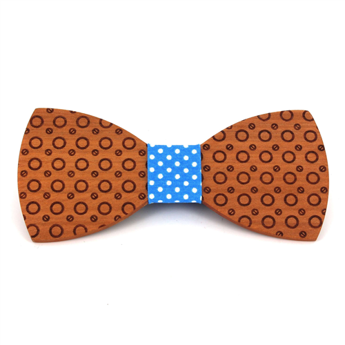 Wooden Bow Tie with Circles