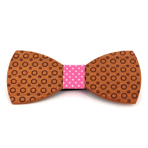 Wooden Bow Tie with Circles