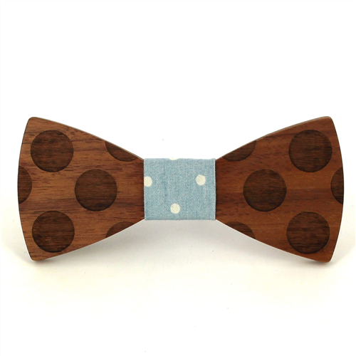 Wooden Bow Tie with Circles