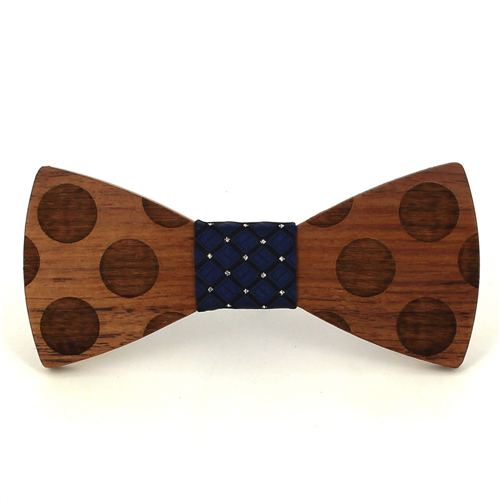 Wooden Bow Tie with Circles