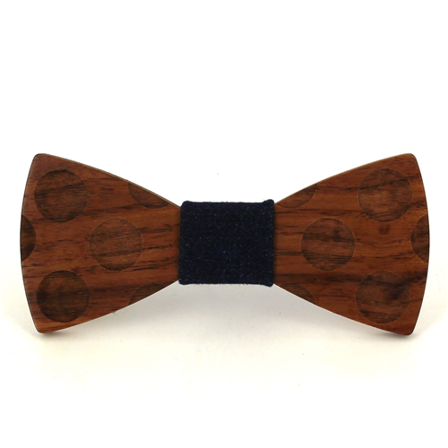 Wooden Bow Tie with Circles