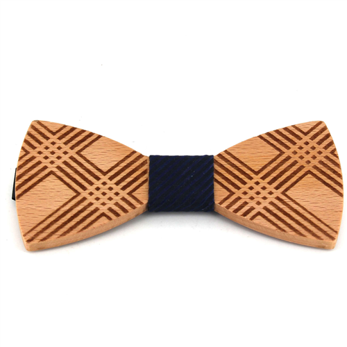 Plaid Wooden Bow Tie