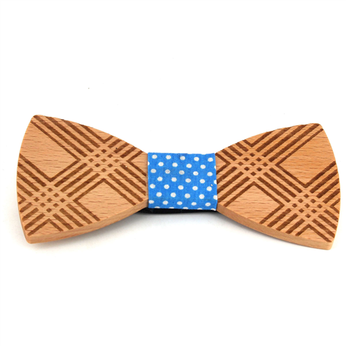 Plaid Wooden Bow Tie