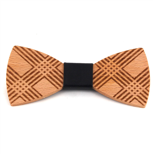 Plaid Wooden Bow Tie