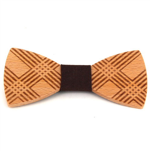 Plaid Wooden Bow Tie