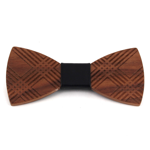 Plaid Wooden Bow Tie