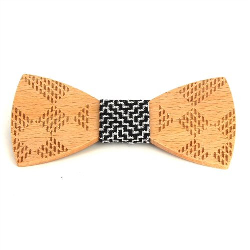 Plaid Wood Bow Tie