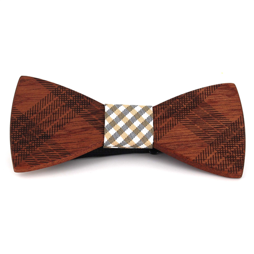 Checkered Wood Bow Tie