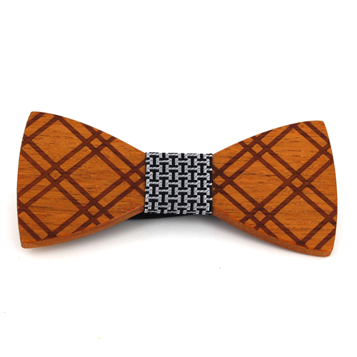 Plaid Wood Bow Tie
