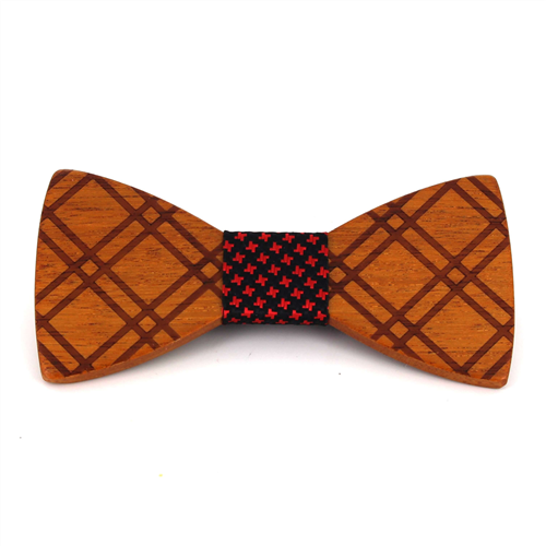 Plaid Wooden Bow Tie