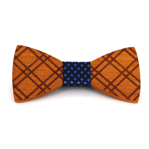 Plaid Wooden Bow Tie