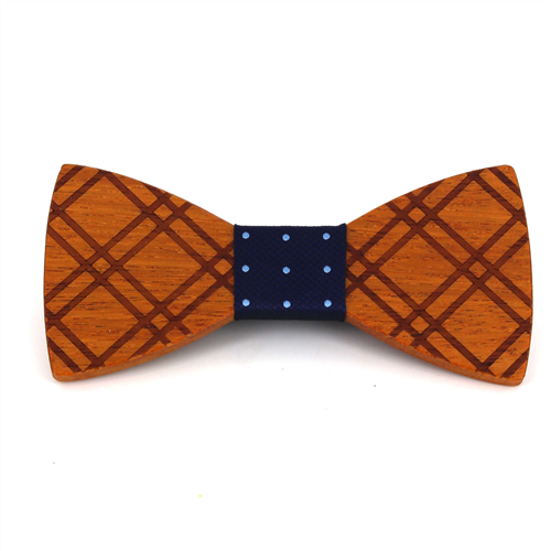 Plaid Wooden Bow Tie
