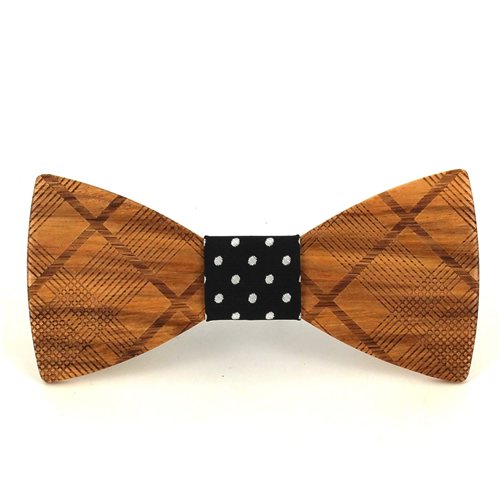 Plaid Wooden Bow Tie