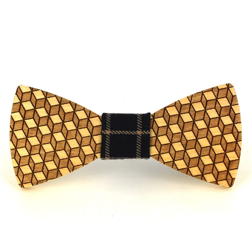 Wooden Cube Bow Tie