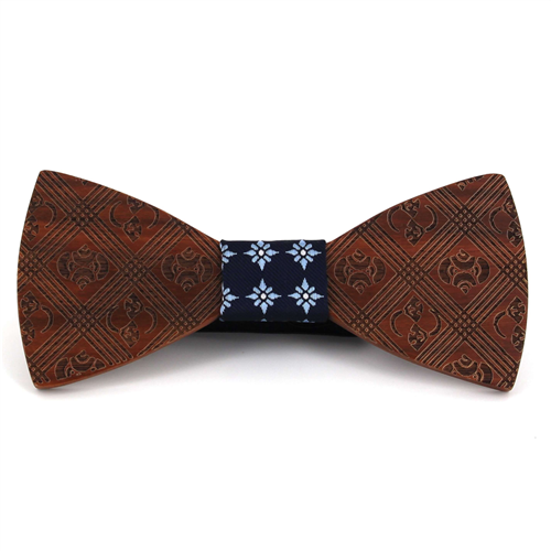 Geometric Pattern Wooden Bow Tie