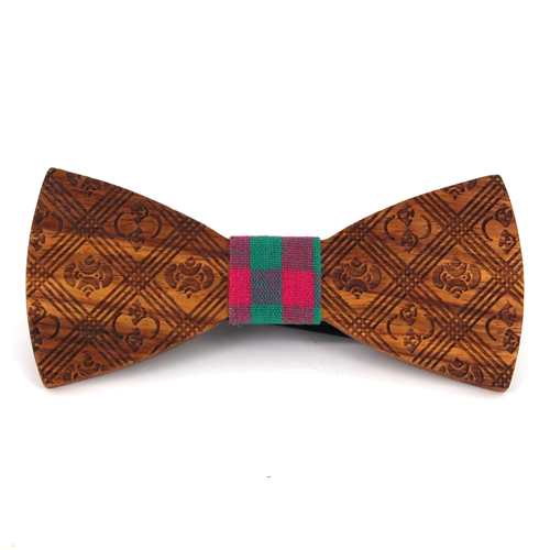 Geometric Pattern Wooden Bow Tie