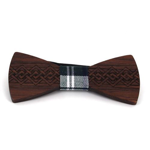 Interwoven Engraved Wooden Bow Tie