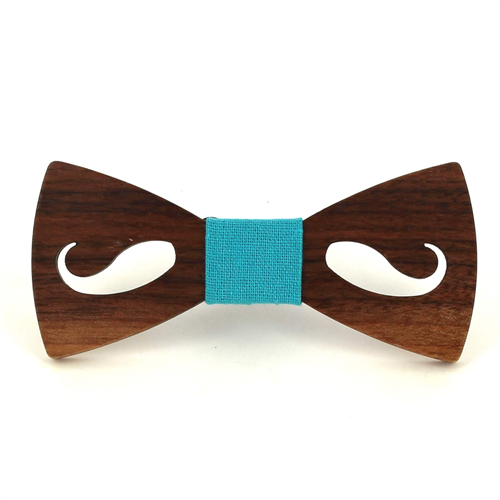 Hollow Wood Bow Tie with Mustache Design