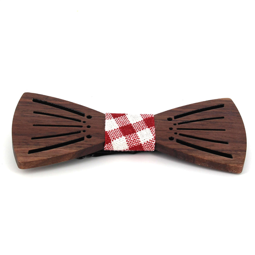 Hollow Striped Wooden Bow Tie
