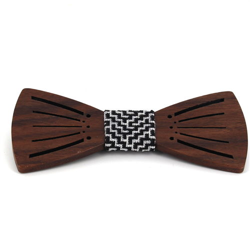 Hollow Striped Wooden Bow Tie