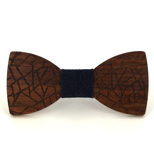 Wooden Bow Tie with Stripes