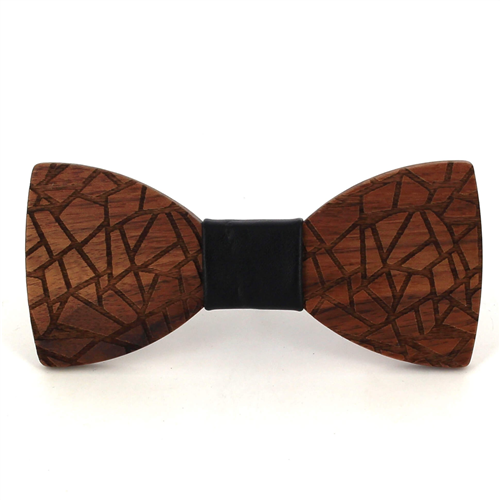 Wooden Bow Tie with Stripes