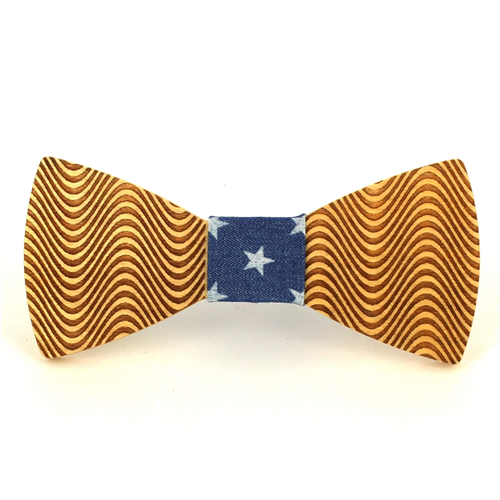 Wave Pattern Wooden Bow Tie