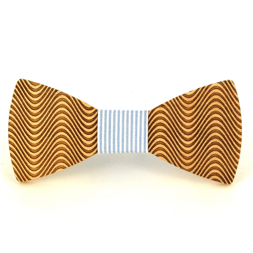 Wave Pattern Wooden Bow Tie