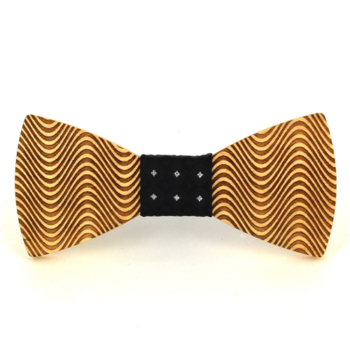 Wave Pattern Wooden Bow Tie