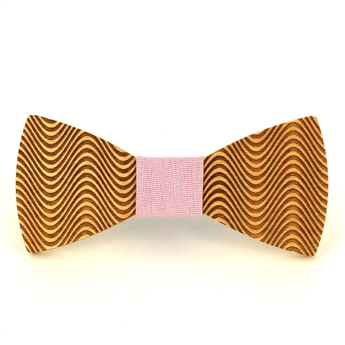 Wave Pattern Wooden Bow Tie