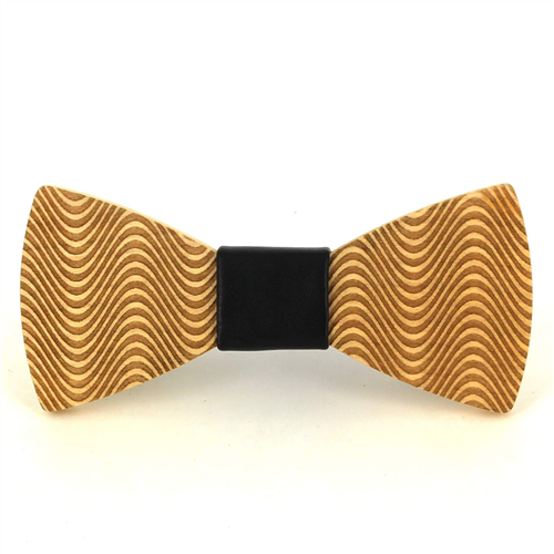 Wave Pattern Wooden Bow Tie