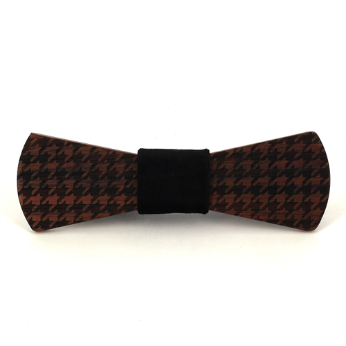 Houndstooth Wooden Bow Tie