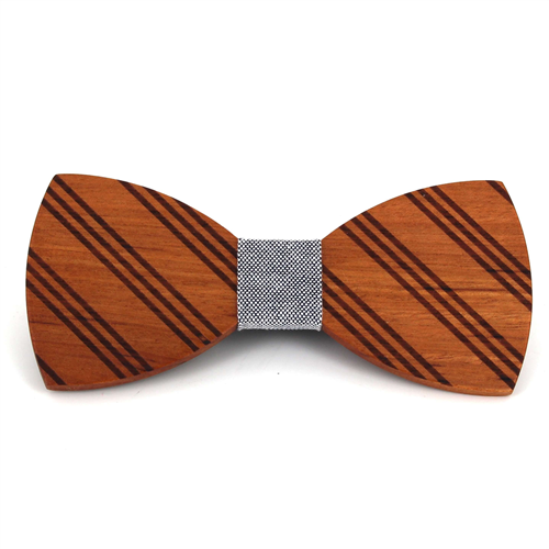 Fine Striped Wooden Bow Tie