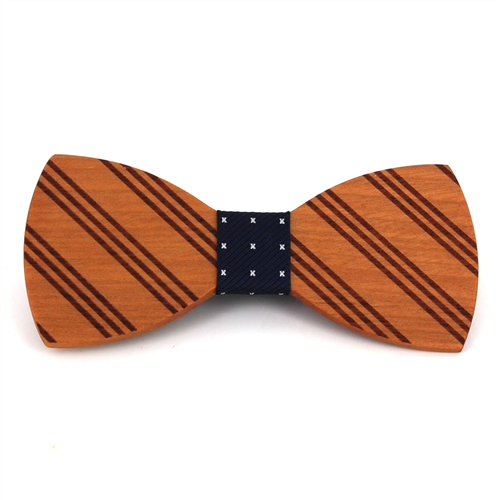Fine Striped Wooden Bow Tie
