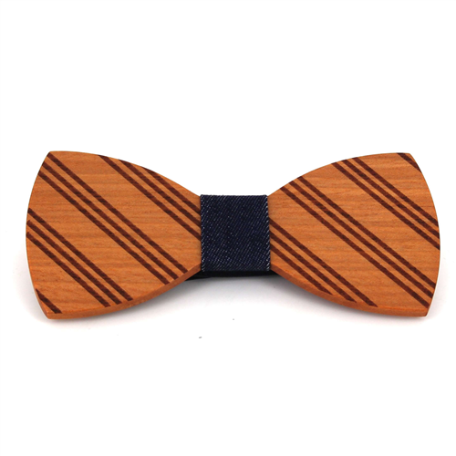 Fine Striped Wooden Bow Tie
