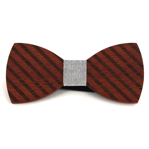 Bold Striped Wooden Bow Tie